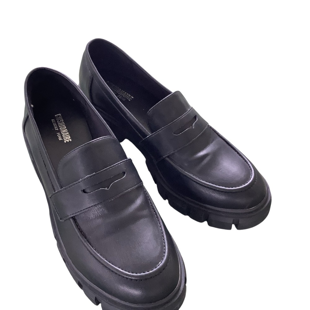 Cushionaire Womens Black Lug Sole Penny Loafers Memory Foam Platform Shoes